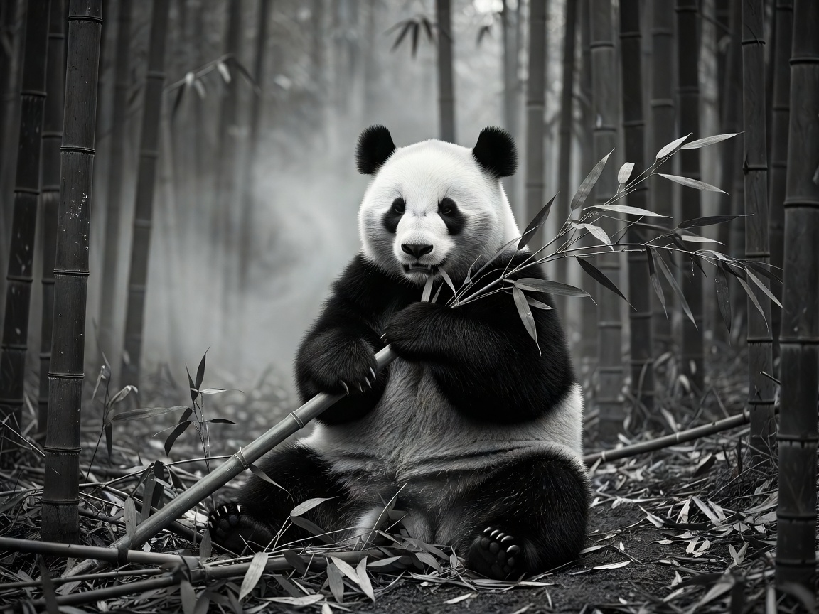 Beautiful close up portrait of a giant panda